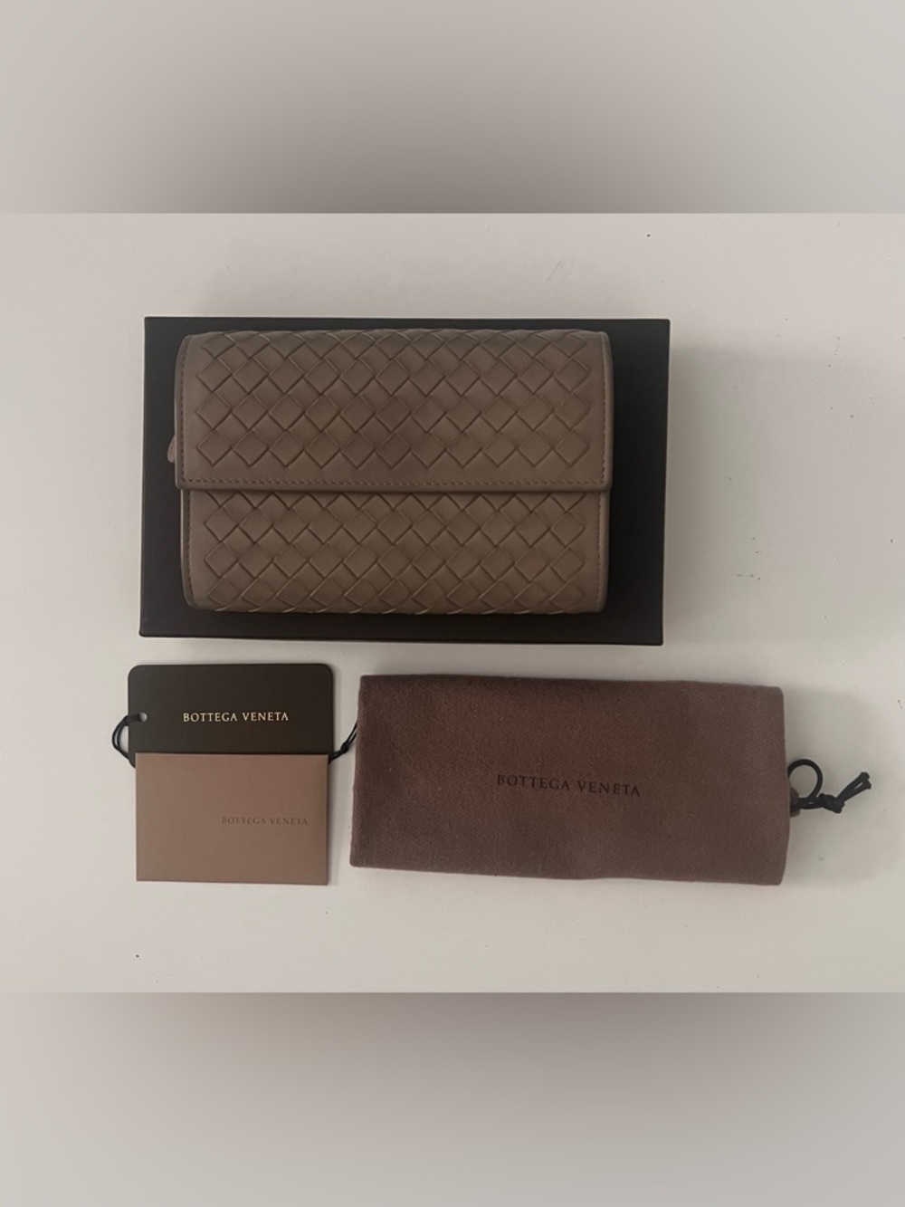 Bottega Veneta Taupe Intrecciato Leather Continental Wallet middle size